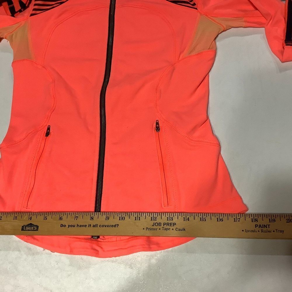 Women's Lululemon Forme Neon Full Zip Stripe Jacket Size 6 Orange Coral - Picture 8 of 9